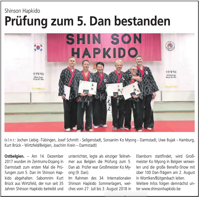 Prüfung zum 5. Dan bestanden